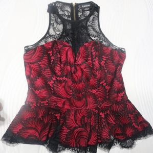 Bebe, red/black top